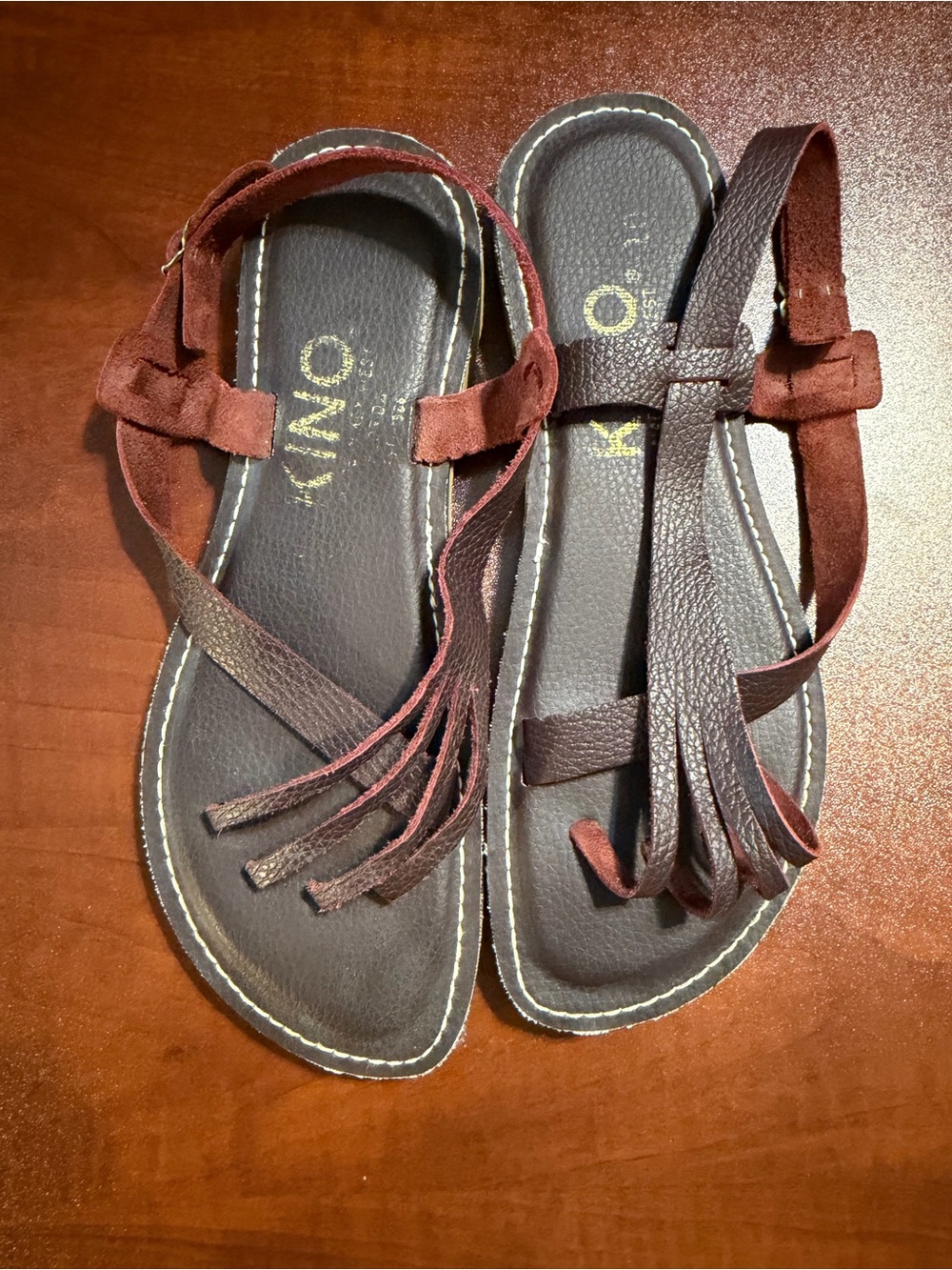 Kino Women's Brown Spider Leather Strap Sandals. Size 10